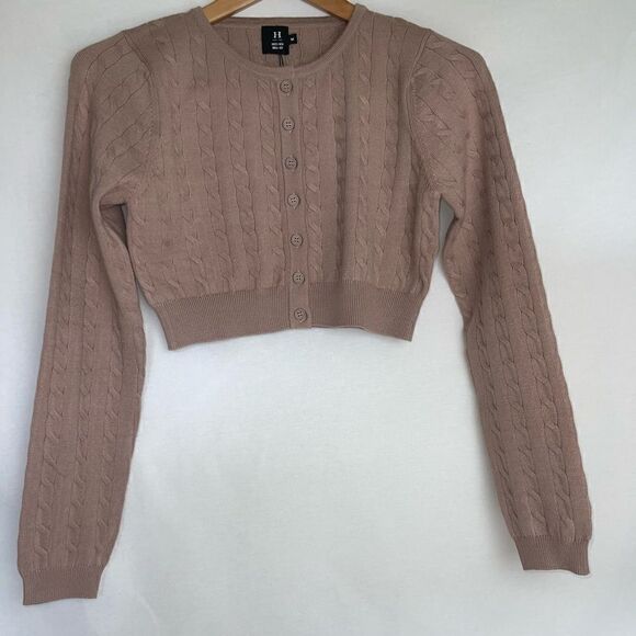 Taupe Cable Knit Sweater Skirt Set - Picture 12 of 15